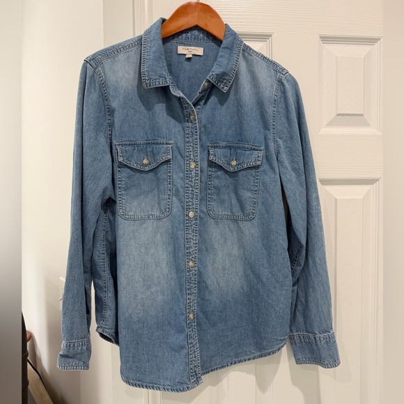 Habitual Tops - Habitual denim long sleeve shirt , Large coastal cowgirl coastal grandmother